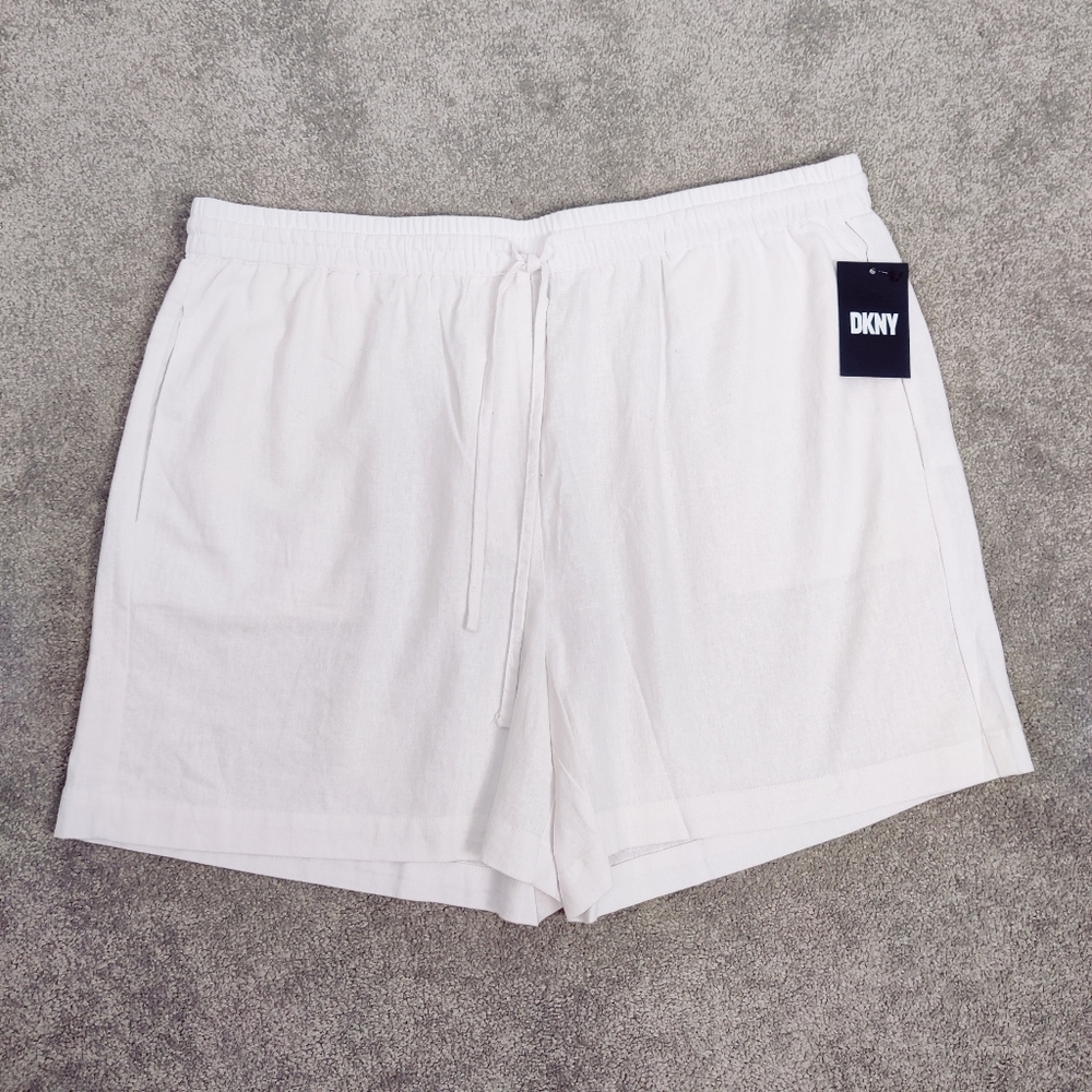 DKNY Men's White Linen Shorts Size XL NEW Bohemian Quiet Luxury